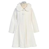 Sweet Kids White Fleece Collar Special Occasion Coat Girl 2T-12