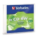 Verbatim 95117 700 MB 2x-4x 80 Minute CD-RW (Rewritable), 1-Disc Slim Case