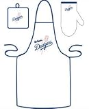 NEW Los Angeles Dodgers Grilling Apron Set Fan-Friendly Sports Includes A Matching Mit And Potholder