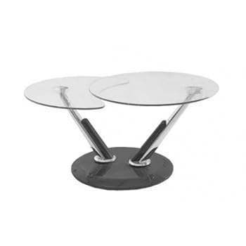 Table Basse Ronde en Verre Modulable Douve Noire