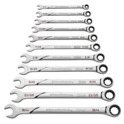 GearWrench KDT-86450 11 Piece Universal Spline SAE XL Combination Ratcheting Wrench Set