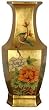 Unique Home Decor Gift - 14" Ming Hexagon Gold Leaf Lacquer Porcelain Decorative Flower Vase