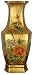 Unique Home Decor Gift - 14" Ming Hexagon Gold Leaf Lacquer Porcelain Decorative Flower Vase