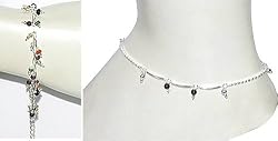 Ankle Chain and Bracelet Silver Garnet Gemstone Jewelry (anklts506)