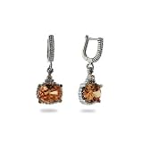 Eve's Addiction Designer Inspired Oval Cut Champagne CZ Earrings