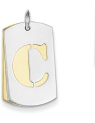 Sterling Silver GP Initial C Double Plate Dog Tag Charm