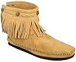 Minnetonka Womens Hi Top Back Zip Boot Tan Suede Boots