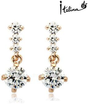 Poppular crystal earring Italina Rigant New Arrival Elegant Drop Earrings With Zirconia Fashion Jewelry 18KGP Dont Lose Color Red Apple White Gold Color BY Mary Jay