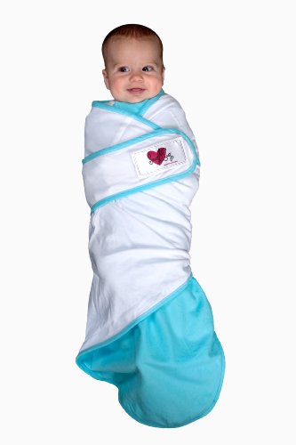 Go Mama Go Designs Snug and Tug Swaddling Blanket, Large, Blue