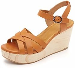 Coclico Shoes Women's Ephedra Wedge Sandals, Caramel, 40 EU (9.5 B(M) US Women)