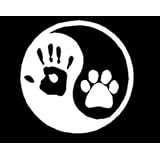 Ying yang human hand dog paw hunter vinyl window decal sticker.