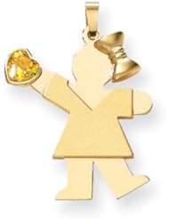 14k Yellow Gold Girl with CZ November Birthstone Charm. Metal Wt- 1.95g