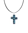 Necklace / Pendant - XP-62 - Genuine Handmade Dichroic Glass Pendant Hung on a 16" Stainless Steel Black Colored Multi-Strand Cord + 2" Extension Chain ~ .925 Sterling Silver