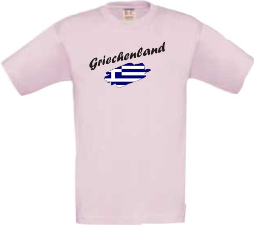Shirtinstyle Kinder-Shirt WM Ländershirt Griechenland diverse Farben, Farbe rosa, Größe 104
