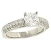 3 Sided Pave Diamond Engagement Ring .62cttw (CZ ctr)