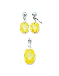 Sterling Silver Cubic Zirconia Earring and Pendant Set