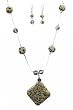 Necklace - N345 - Dalmatian Stone and Fire Polished Glass Beads + Matching Earrings
