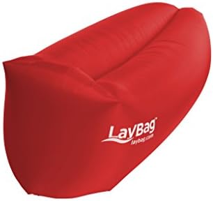 LayBagTM - THE ORIGINAL. Inflatable Air Lounge | Ultra lightweight, super strong Ripstop Nylon. Easy inflatable. Extremely comfortable. (Red)