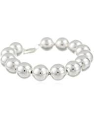 Silvertone Bead Bracelet, 7.5"