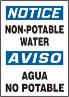 NOTICE NON-POTABLE WATER (BILINGUAL) 14 x 10 Aluminum Sign