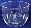 Individually Hand Etched Sailboat Small Glass Salad Bowl 3 1/2"H 4 3/4"D Set of Two