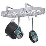 Enclume PR12-SS Premier Stainless Steel Low Ceiling Oval Pot Rack with Grid 37-in.