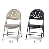 IMAGE OF NATIONAL PUBLIC SEATING Fan-Back Folding Chairs - Burgundy Seat & Back/Gray Frame - Lot of 4