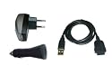 PDA 4in1 Sync & Ladegerät-Set: Datenkabel/Ladekabel + Netzteil-Adapter (220V) + Auto/Kfz-Adapter (12V/24V) für Fujitsu-Siemens Loox 410, 420, 600, 610, 710, 718, 720, N500, N520, N560, C550 / Asus MyPal A632, A636, A639, A716, A730