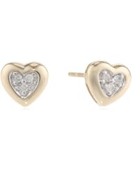 10k Yellow Gold Diamond Heart Earrings (0.04 cttw, I-J Color, I2-I3 Clarity)