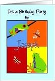 Birthday party invitation for Joseph - Colorful frogs bee dragonfly bugs Card