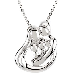Sterling Silver Inspirational Blessings 2-Child Family Necklace