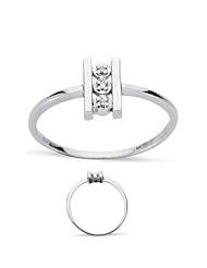 0.02 Cts Diamond Three Stone Ring in 10K White Gold