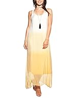 Laura Moretti Vestido Largo (Blanco / Amarillo)