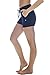90 Degree By Reflex Soft Comfy Activewear Lounge Shorts with Pockets and Drawstring for Women - Heather Navy - Small