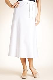 Linen Blend Pull On Plain Skirt