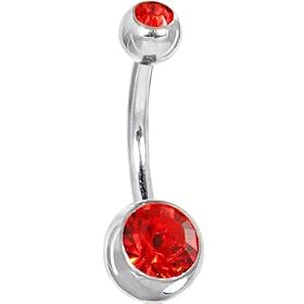 Swarovski Hyacinth DOUBLE GEM Belly Ring by Crystal Steel Belly Rings