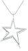 Amazon Collection Sterling Silver Open Star Pendant Necklace, 18