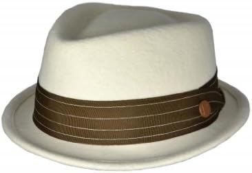 Rocket448 Men's Dante Diamond Crown Felt Fedora S/M 57.5cm White