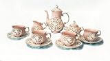 : Porcelain Pink lace Floral Mini TEA SET child's teaset