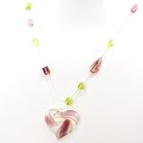Glass Heart Pendant Necklace, Ultra Violet Swirl
