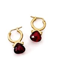 14k Yellow Mini Hoop Teardrop Garnet Briolette Earring (6.00 cts.tw.)