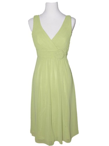 Knee Length Shirred Flower Party Dress Cocktail Bridesmaid , X-Small, Jade