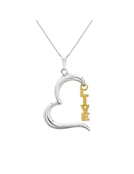Bonded Sterling Silver and 14k Two-Tone Heart Live Pendant Necklace, 18"