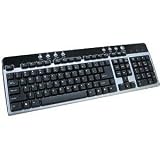 Multimedia Keyboard with hot Keys Black Silver Large Enter Key USB