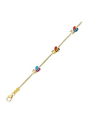 14k Yellow Gold Bee Child/Baby Bracelet w/ Lobster Claw Clasp