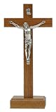 Crucifix - 8 and 1/2 Height - Wood - Freestanding - IMPORTED FROM ITALY