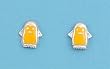 Sterling Silver Earrings - Yellow - Penguins - 5 mm