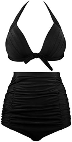 Feverishop Women 50s Sexy Girl Rockabilly High Waist Retro Bikini Swimsuit Set