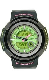 Casio Men's AW582SC-1 G-Shock Black Resin Green Ana-Digi Dial Watch