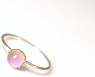 Small Stacking Mood Ring in Sterling Silver with Scalloped Bezel